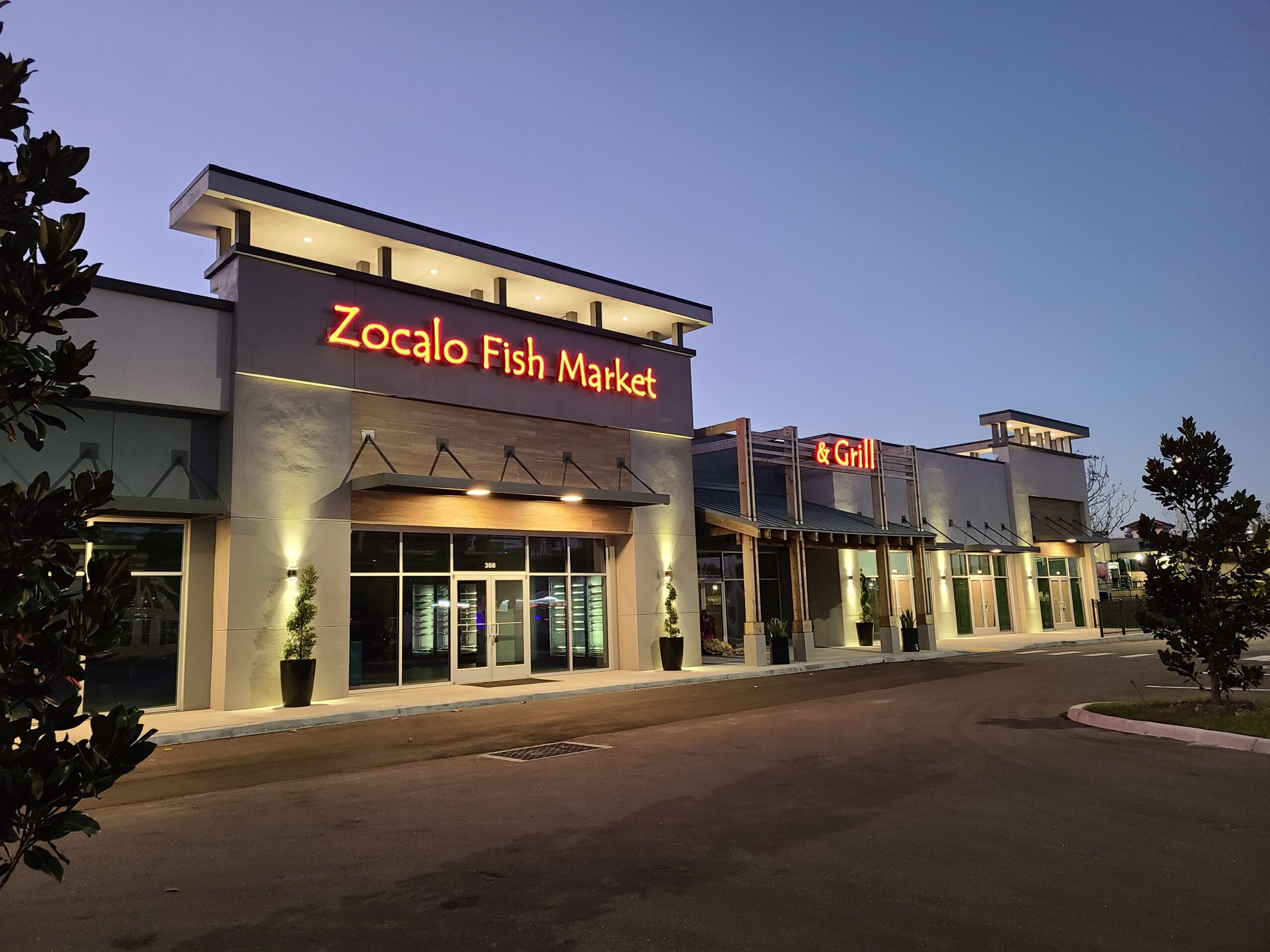 Zocalo Fish Market Store Front at Night